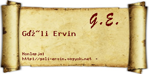 Gáli Ervin névjegykártya